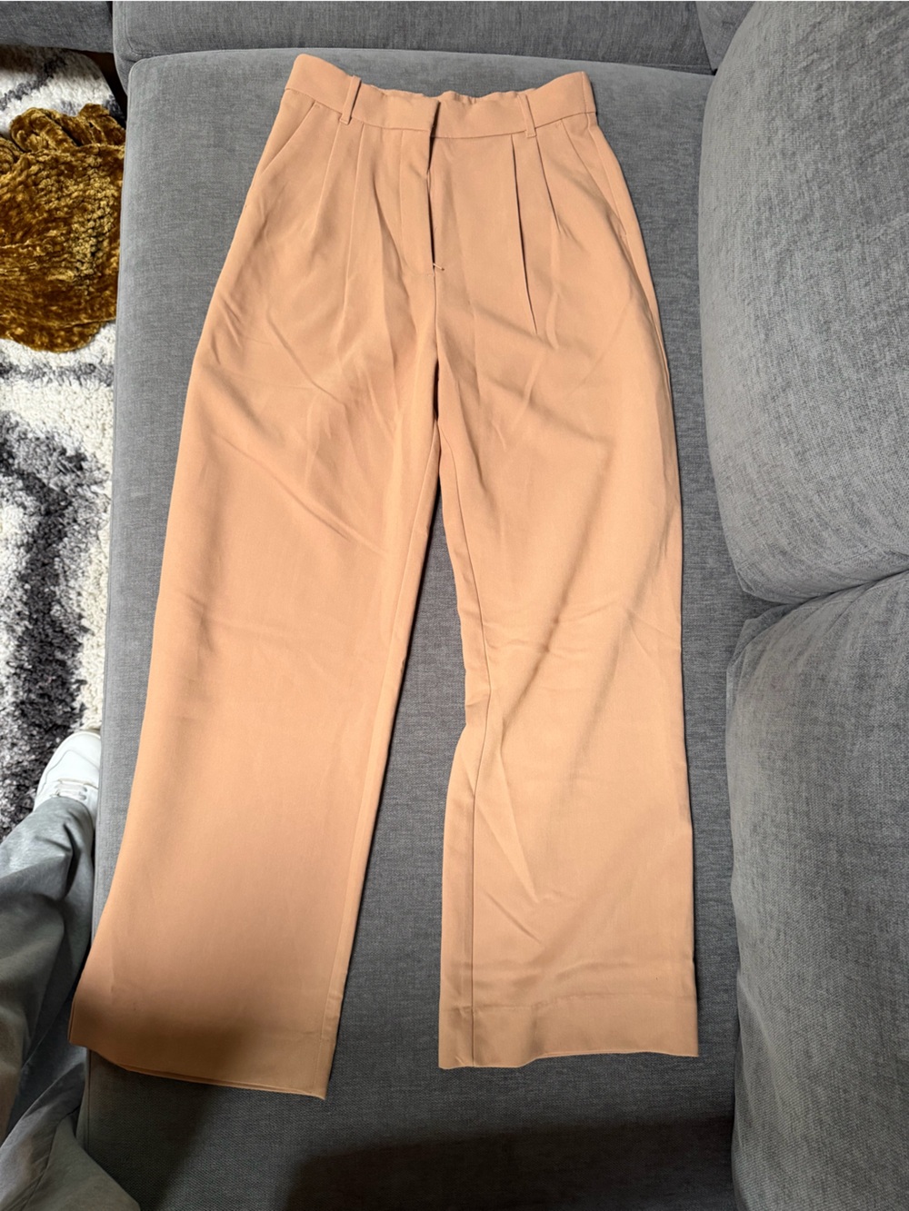 Abercrombie & Fitch Peach-Tan Wide-Leg Sloane Tailored Pants